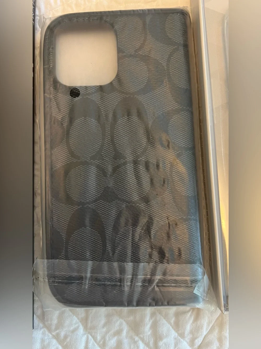 Coach Black Signature Slip-On Phone Case for iPhone 13 14 Pro Max